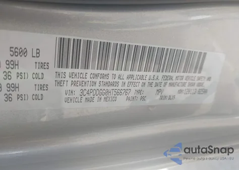 2017 Dodge Journey Crossroad Plus Awd z USA, uszkodzony, nr VIN 3C4PDDGG0HT566767